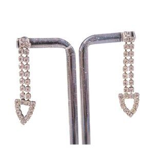 Sterling Silver Drop Earrings With Pave Cubic Zirconia Arrow Shape Design